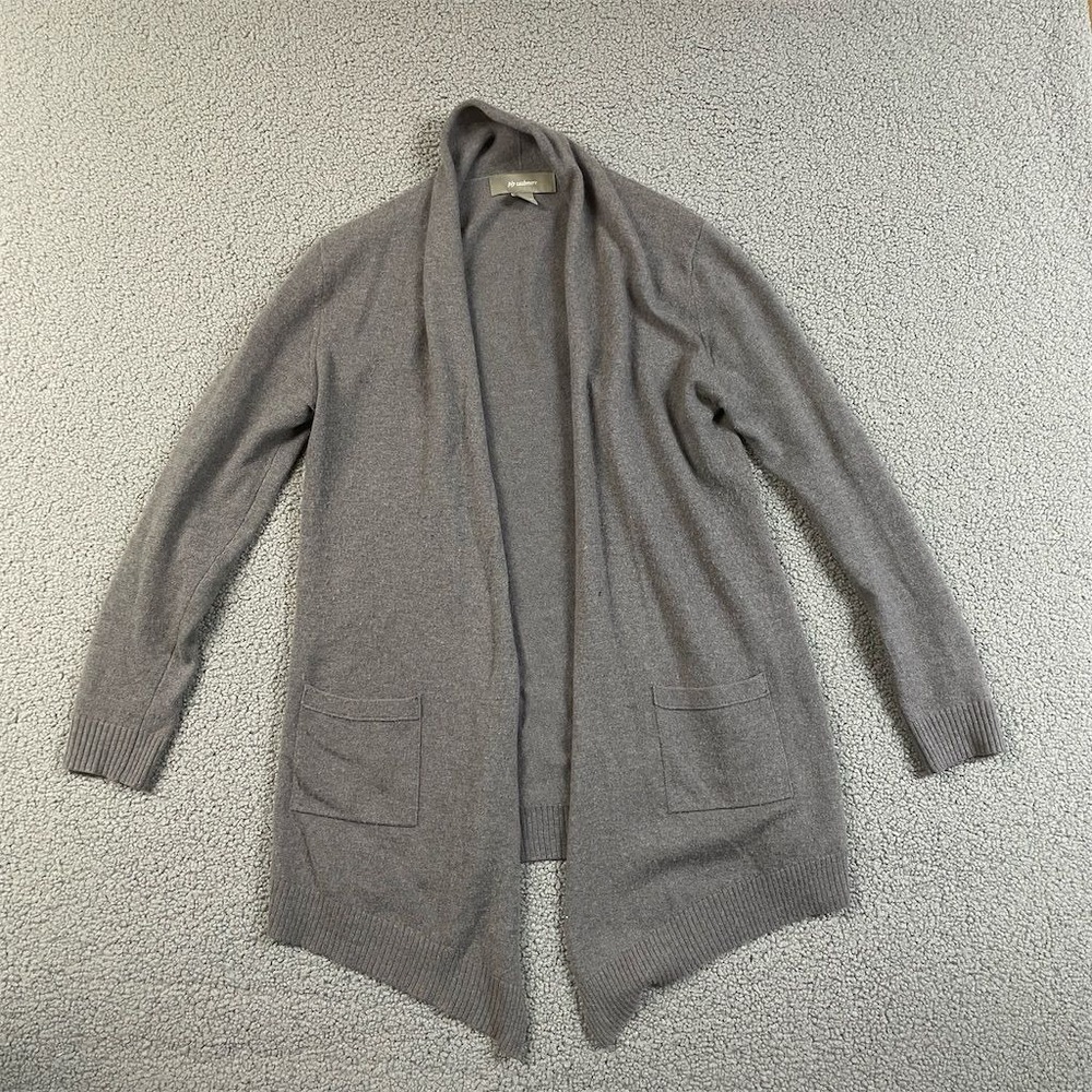 Ply Cashmere Women's Gray Open-Front Cardigan Sweater Size M